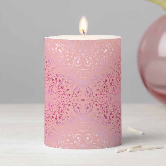 Pink Ombre Pattern  Pillar Candle (In Situ)