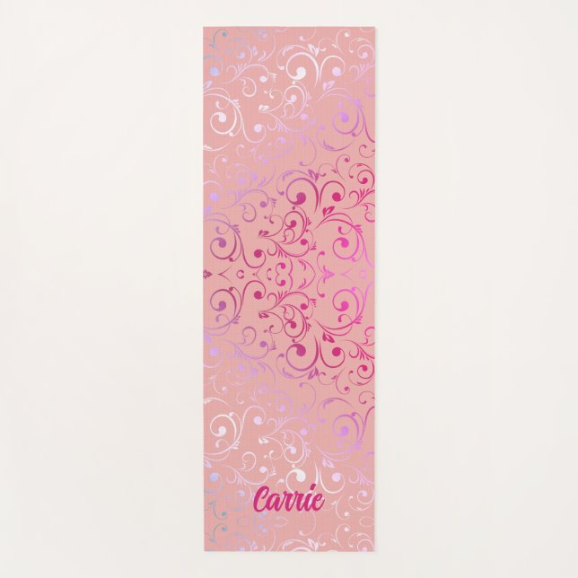 Pink Ombre Pattern Yoga Mat (Front)