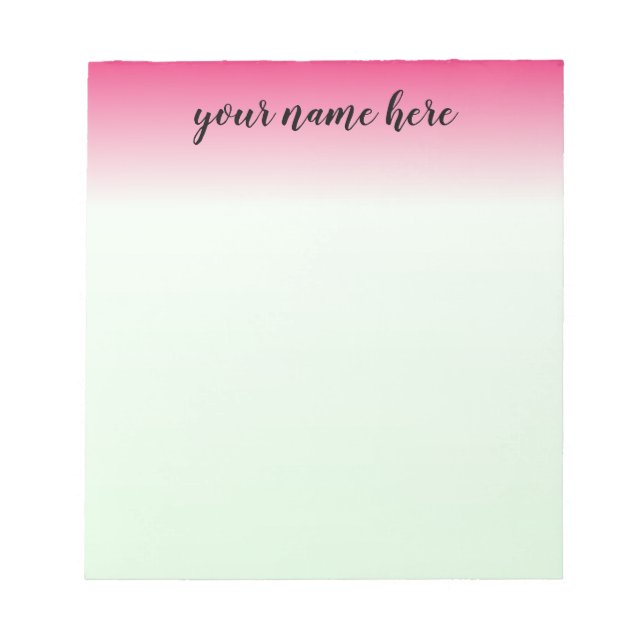 Pink Ombre Personalized Notepad (Front)