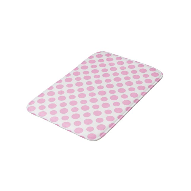 Pink Ombre Polka Dots Bathroom Mat (Angled)