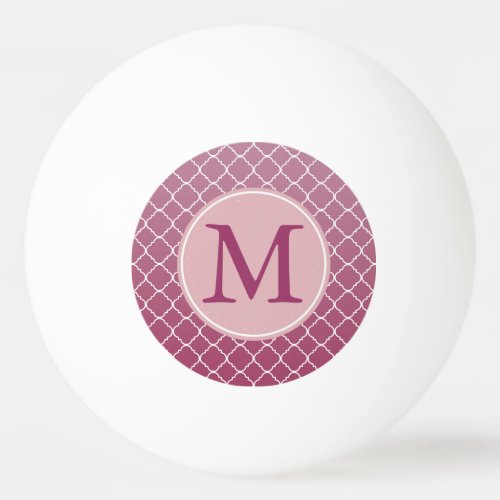 Pink Ombre Quatrefoil Monogram Ping_Pong Ball