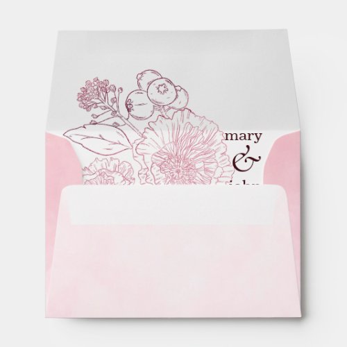 Pink Ombre Rose  Botanical Tracery Envelope