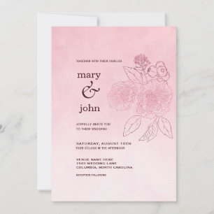 Pink Ombre Rose Tracery Invitation