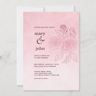 Pink Ombre Rose Tracery Invitation