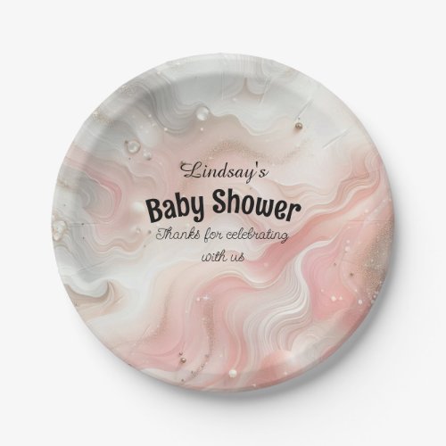Pink Ombre Shimmers Baby Shower Paper Plates