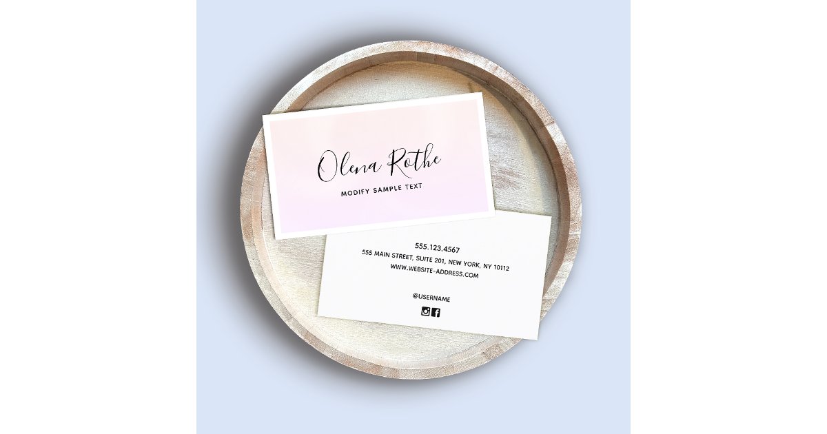 Pink Ombre Signature Script Professional Calling Card | Zazzle