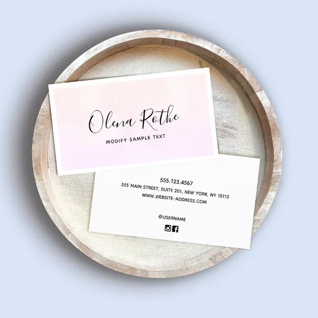 Pink Ombre Signature Script Professional Calling Card | Zazzle