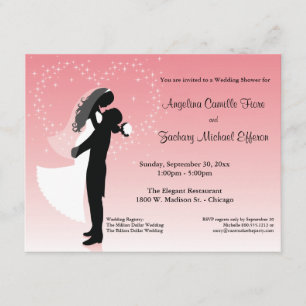 Pink Ombre Silhouette Formal Shower Invitation