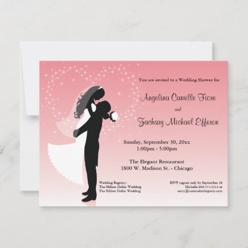 Pink Ombre Silhouette Formal Shower Invitation