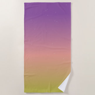 Pink Ombré Sky Stars Beach Towel