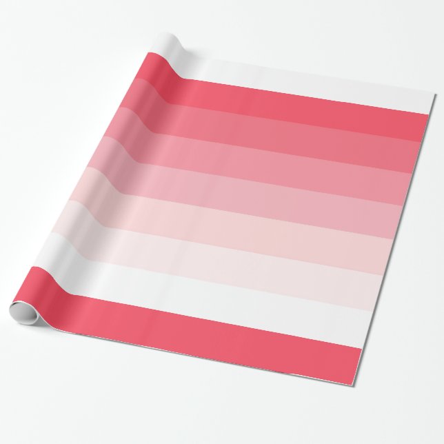 Pink Ombre Stripes Birthday Wrapping Paper (Unrolled)