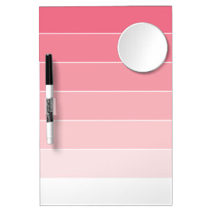 Pink Ombré Stripes Dry Erase Board With Mirror