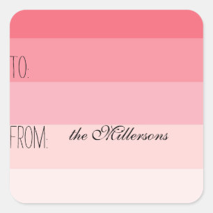 Pink Ombre Stripes Gift Tag