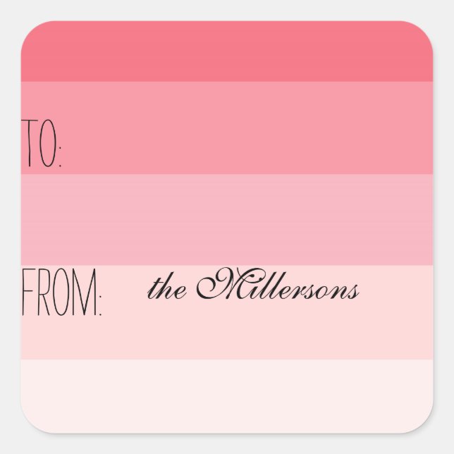Pink Ombre Stripes Gift Tag (Front)