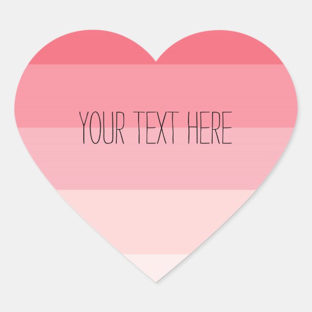 Pink Ombre Stripes Heart Sticker (Front)