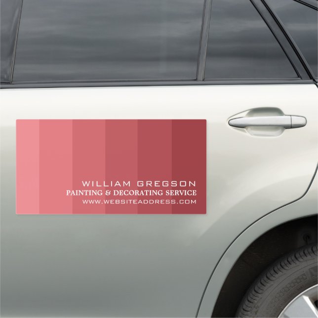 Pink Ombre Stripes, Painter & Decorator Car Magnet (In Situ)