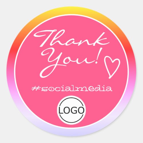 Pink Ombre Thank You Labels Circle Logo Template