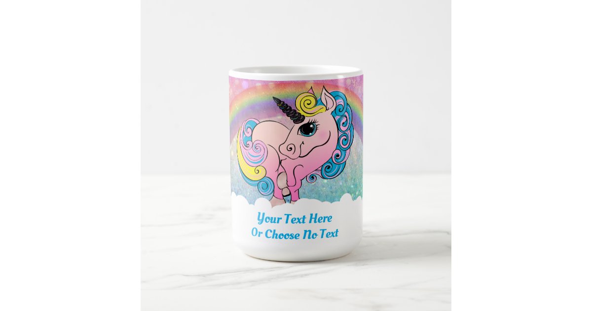 Pink Ombre Unicorn Rainbow Purple Blue Glitter Magic Mug