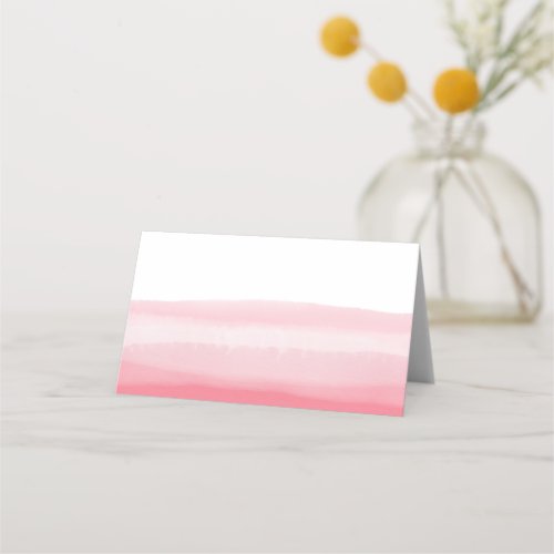 Pink Ombre Watercolor Blank Table Guest Place Card