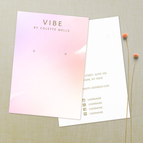 Pink Ombre Watercolor Earring Display Business Card