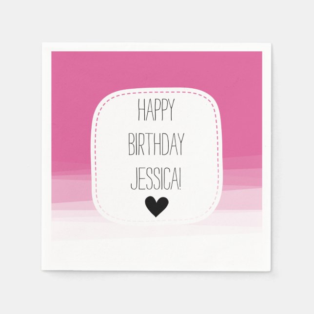 Pink Ombre Watercolor Paper Napkins (Front)