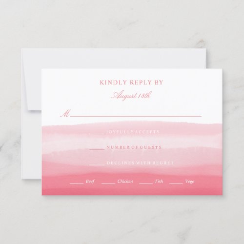 Pink Ombre Watercolor Sunset Modern Rsvp