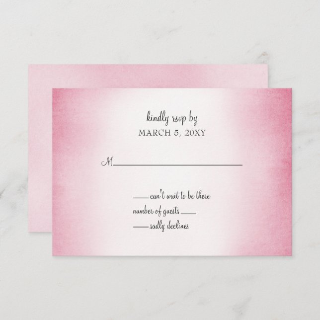 pink ombre wedding invitation rsvp (Front/Back)