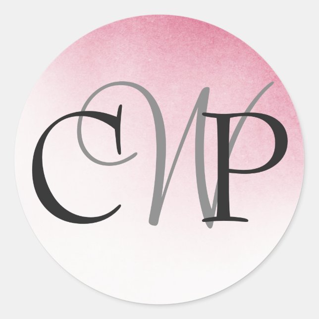 Pink Ombre Wedding Monogram stickers (Front)