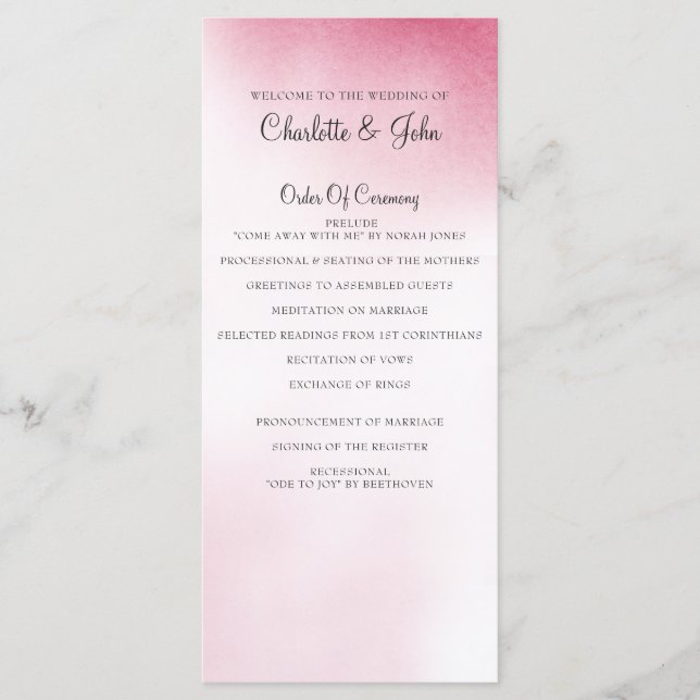 Pink Ombre Wedding programs (Front)