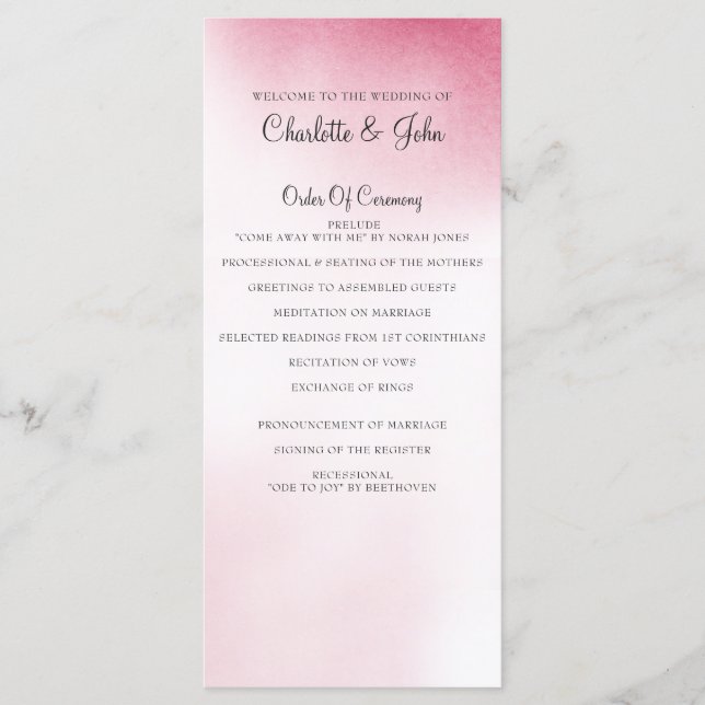 Pink Ombre Wedding programs (Front)