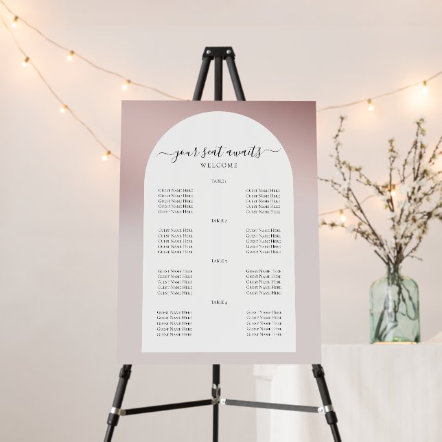 Pink Ombre Welcome Wedding Seating Chart Arch Foam Board (In Situ (Stand))