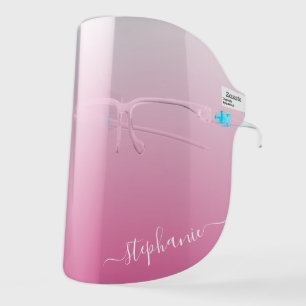 Pink Ombre with Handwritten Calligraphy Signature Face Shield