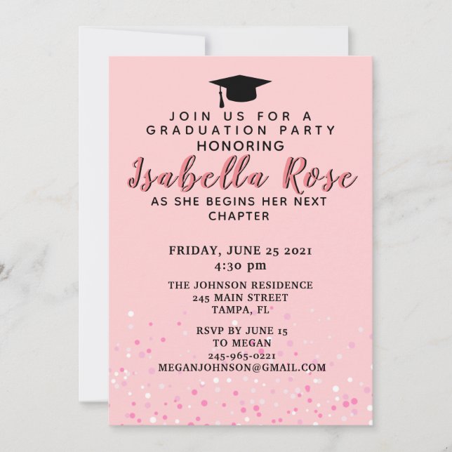 Pink Ombree Graduation Invitation (Front)