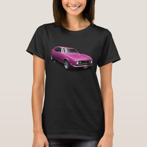 Pink on Black 68 Camaro Ladies Shirt
