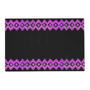 Pink on Black Chevron Pet Feeding Mats