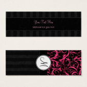 Pink on Black Floral Wisps, Stripes with Monogram (Front & Back)
