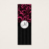 Pink on Black Floral Wisps, Stripes with Monogram (Back)