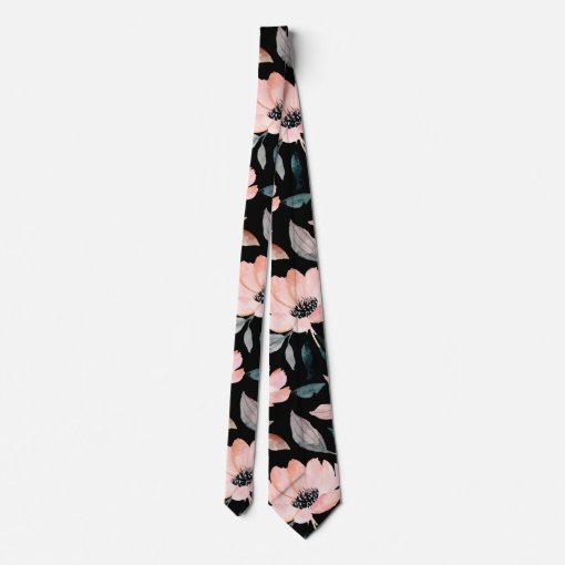 Cravate Emperor Berlin - Motif Fleurs Vertes Et Roses Sur Fond Uni - Occasion - Polyester - Style Designer