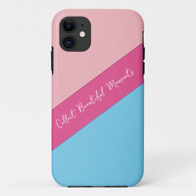 Pink on blue background IPhone Case (Back)