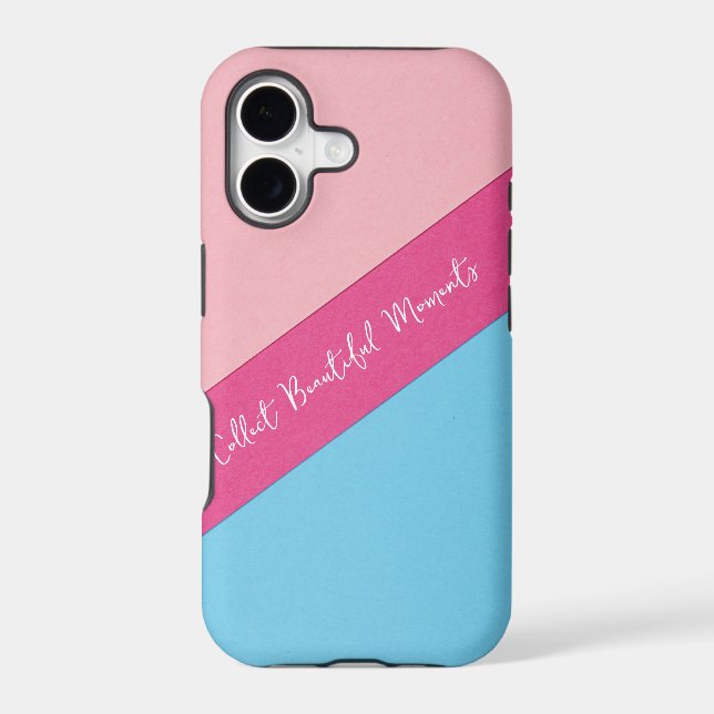 Pink on blue background IPhone Case (Back)