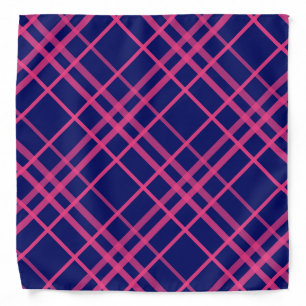 Pink On Blue Plaid Lines Design Bandana