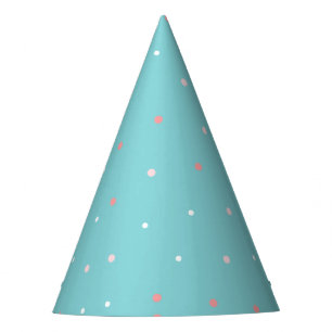 Pink on Blue Polka Dots Birthday Party Hat
