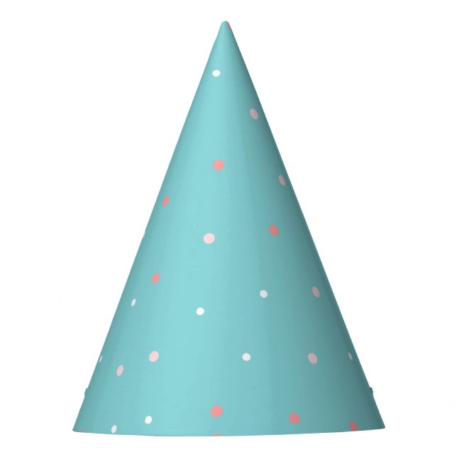 Pink on Blue Polka Dots Birthday  Party Hat (Front)