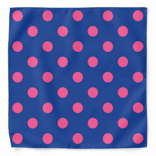 Pink On Blue Polka Dots Pattern Design Bandana