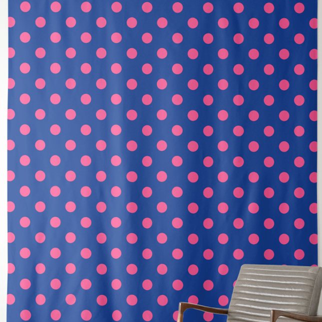 Pink On Blue Polka Dots Pattern Design Fabric (Creator Uploaded)