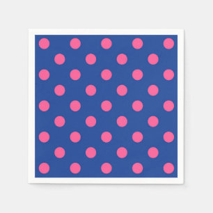 Pink On Blue Polka Dots Pattern Design Napkins