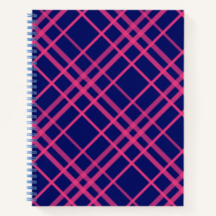 Pink On Blue Tartan Plaid Pattern Design Notebook