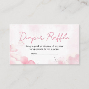 Pink On Cloud Nine Baby Shower Diaper Raffle Enclosure Card