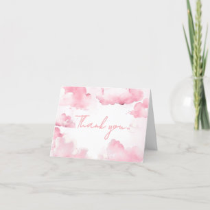 Pink On Cloud Nine Baby Shower  Letterpress Thank You Card