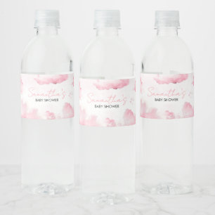 Pink On Cloud Nine Baby Shower  Water Bottle Label